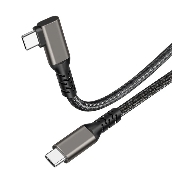 90 Degree USB C to USB C Cable 240W, Nylon USB2.0 Cable, 480Mbps Data Transfer, 5A Fast Charging USB C Cables for iPhone 15 Series, Samsung Galaxy S23, MacBook Air/Pro - QGeeM