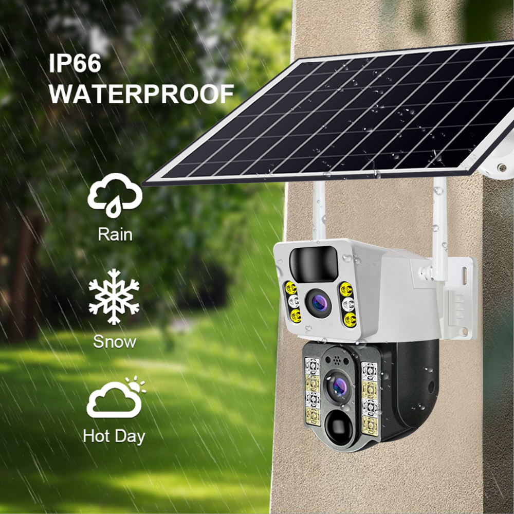 Verto V380 Dual Len 6MP Solar Battery Powered Camera VCS03-W-H CCTV WIFI IP PTZ Dual Lens Network Solar Camera