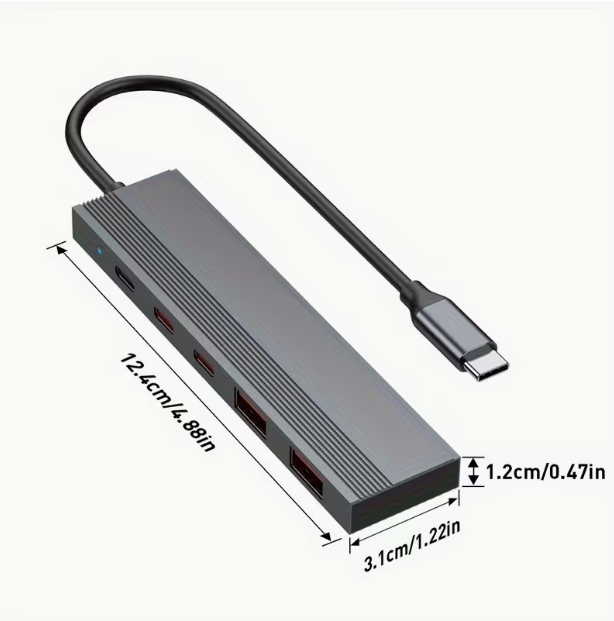 5-in-1 USB-C Hub, PD100W,Dual 10Gbps USB-A 3.2 Data Ports, Dual 10Gbps USB-C 3.2 Data Ports, PD 100W Charging Port, Aluminum Alloy Stripe Design Compact and Portable compatible with Windows, Mac OS, and Android systems.-UH05-0001