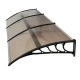 120x38'' Window Door Awnings, Aluminum Alloy Large Sink Spliced Canopy with Black Bracket, SPF 50+ UV-Protective, Overhang Awning for Sun Shutter, UV, Rain, Snow Protection, Brown