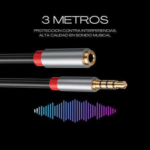 3.5mm 3 pole/M to 3.5mm/F Audio Cable, Audio Only, Gold Plated, Compatible with iPhone iPad Phone, Headset, Gaming Console, Car Stereo, Speaker--AU16-A