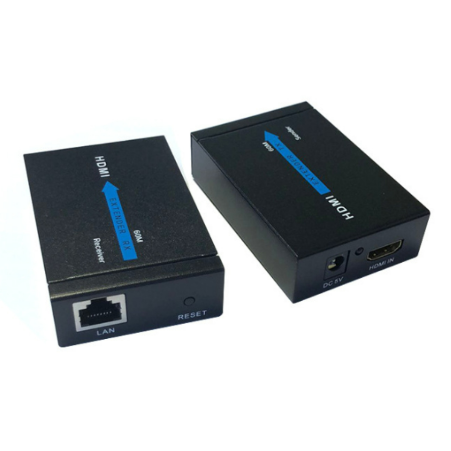 HDMI Extender Up to 60 Meters(196ft), Transmitter and Receiver Over Ethernet LAN, HDMI to Ethernet Repeater-EX01-A-60-BK