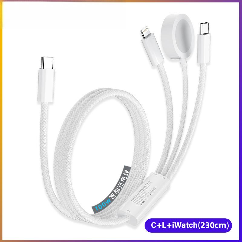 3-in-1 USB-C Braided PD 100W Cable， USB C Cable,iWatch Charger Cord for iWatch Ultra3/2/1/SE 3/2 Series 11/10/9/8/7/6/5,for iPhone17/15/16Pro Max/14/13/12