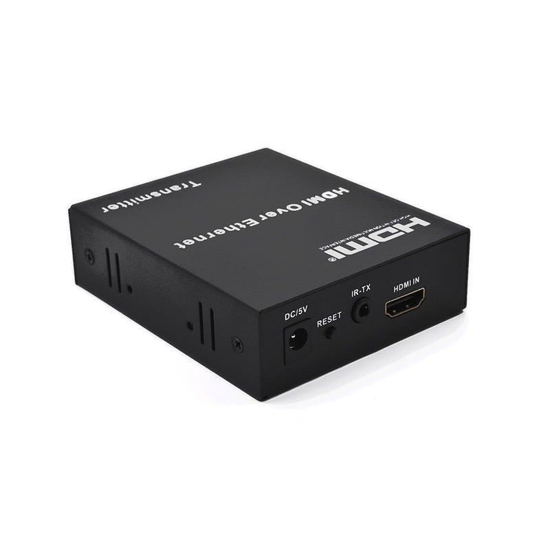 HDMI Extender Over Cat5e/6 Uncompressed Full HD 1080p 60Hz HDMI Over Ethernet Cable Up to 393.7Ft, HDMI IP Extender Support IR Remote Control and HDMI Loop Out-EX02-A-120-BK