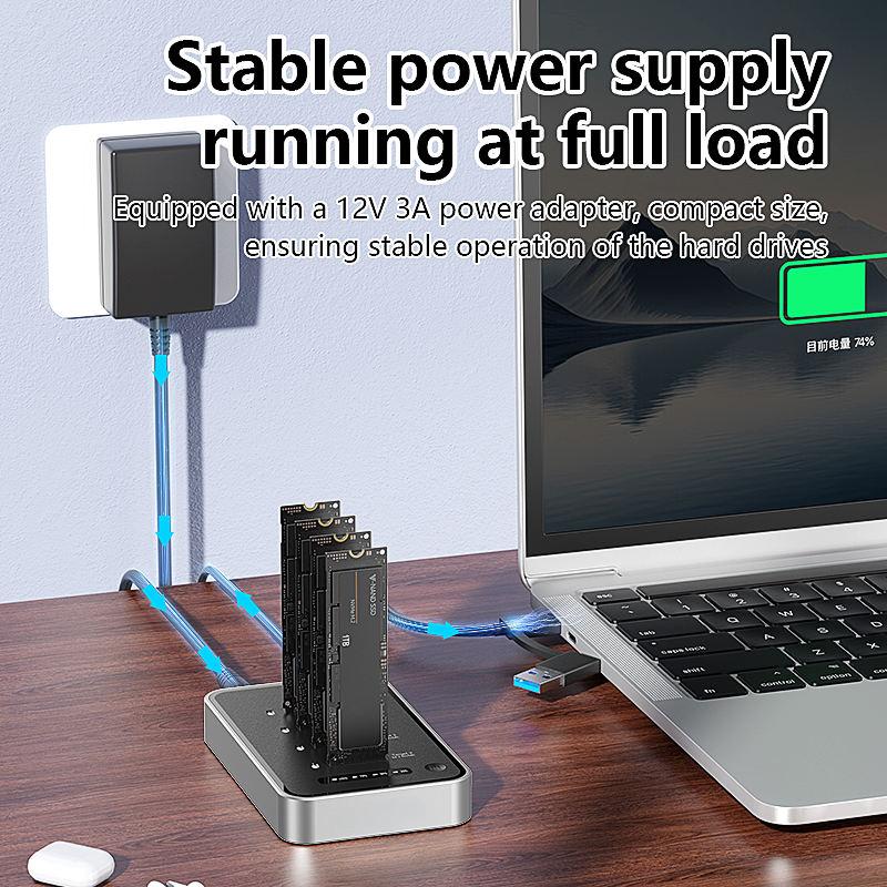 ‌40Gbps USB4.0 4-Bay M.2 NVMe SSD Enclosure – 32TB Capacity PCIe Docking Station with Offline Clone ，compatible with  Windows/Linux/Mac OS/Android---DB2804NA
