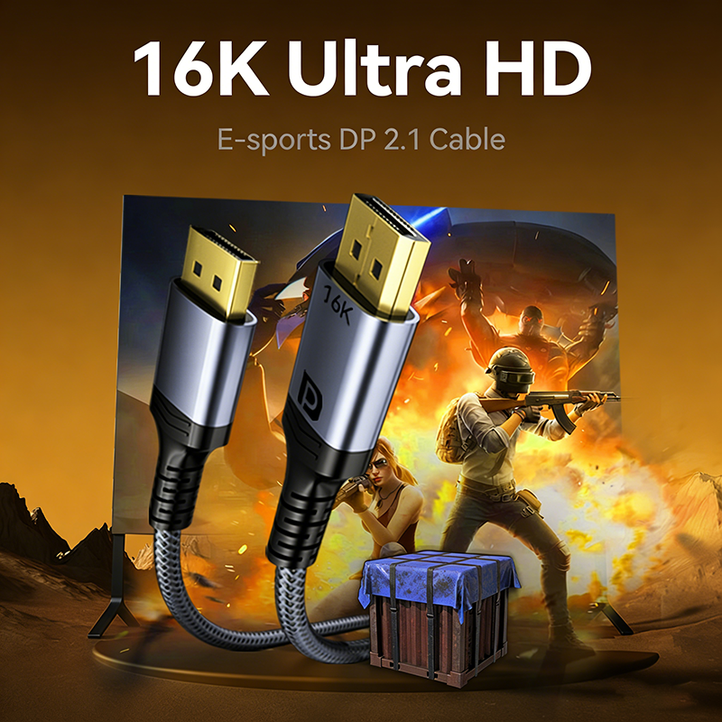 Displayport to Displayport 2.1 Cable, 80Gbps, 16K@60Hz/8K@120Hz/4K@240Hz/2K@360Hz DP to DP 2.1 Cord Compatible with HDR HDCP 2.3 DSC FreeSync G-Sync Monitor Graphics RTX 5090 4090 PC HDTV-AV99-1