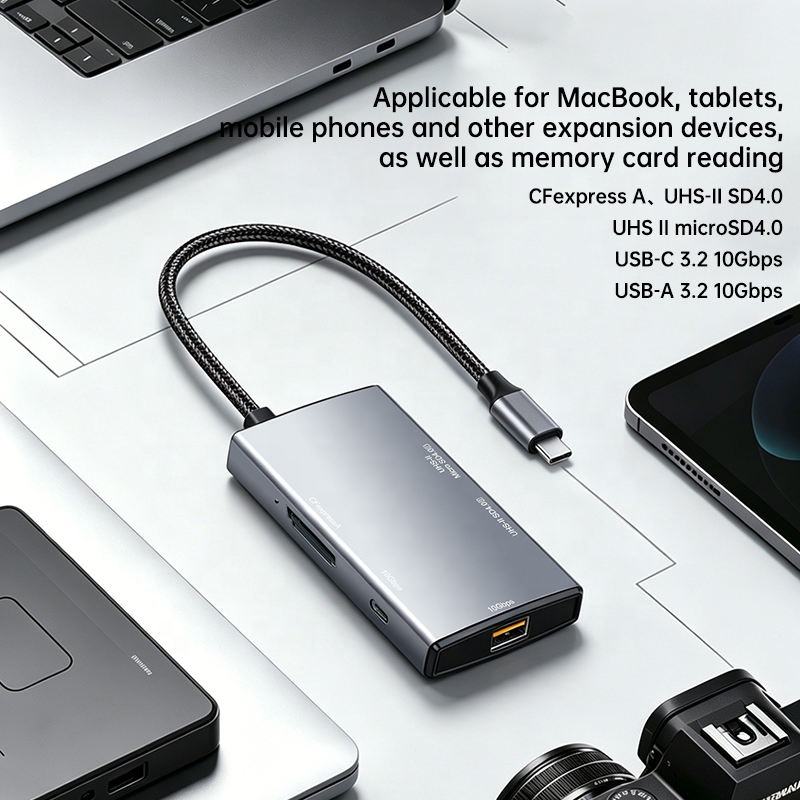 5-N-1 USB C Port High-Speed Data Hub USB 3.2 Gen2 10Gbps CFexpress Type a SD 4.0 MicroSD 4.0 Card Reader Compatible with Windows/Mac/Linux/Android