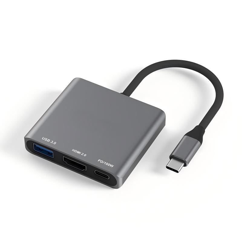 3 IN 1 USB C to HDMI Multiport Adapter with PD 100W Charging Port, HDMI to USB C Hub Adapter for Monitor to Laptop, USB-C to USB 3.0 Adapter 5Gbps, USBC HDMI Adapter 4K@60Hz Converter for Mac iPad pro MacBook Chromebook-HD301