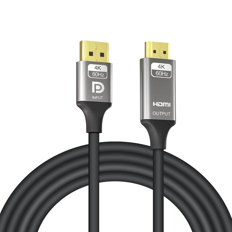 4K@60Hz DisplayPort to HDMI Cable 1080P@120Hz, DP 1.2 to HDMI 1.4 Cord Alu Braided, Unidirectional Cable 6.6FT Compatible with Monitor, Desktop, HDTV, Laptop, AMD--AV61-D