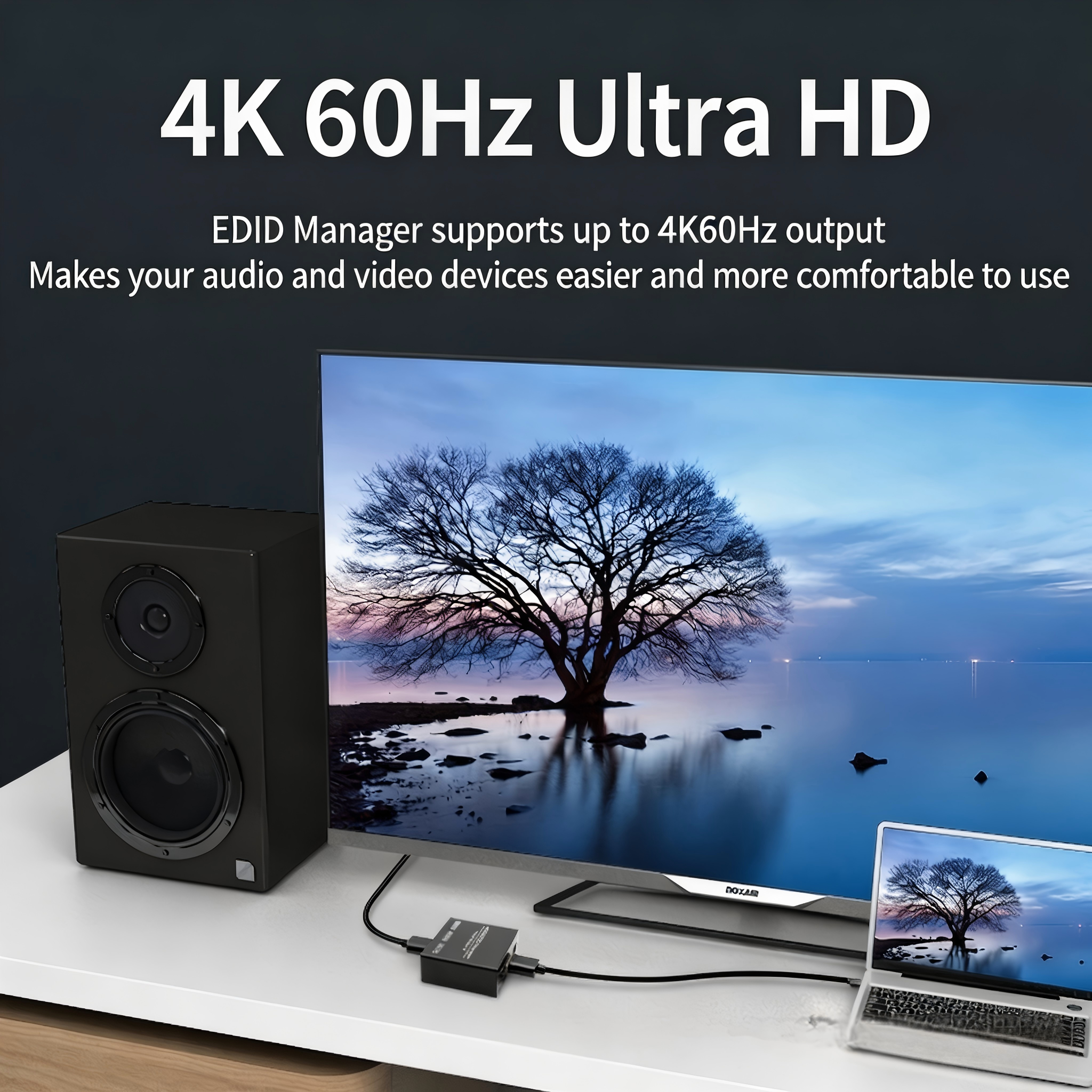 4K 60Hz HDMI 2.0 EDID Manager Emulator Copier ,8 Preset EDID Modes, 18Gbps HDR HDCP 2.2 to 1.4 Compatibility Fix for Laptop TV Projector-EX58-A-0-BK-V1-S1