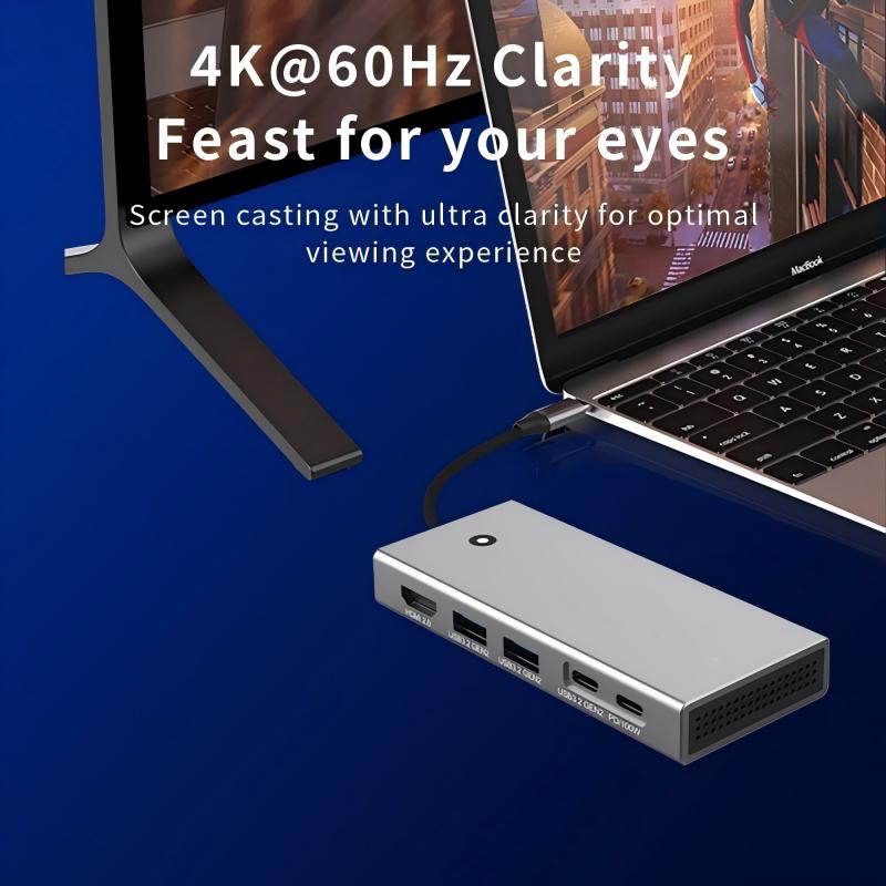 5 in 1 USB C Hub with M.2 NVMe/SATA SSD Enclosure 8TB, 4K@60Hz HDMI, USB 3.2 Type-C 10Gb USB-A 10Gbps and PD100W Charging Docking Stationps,MC501(MC403)
