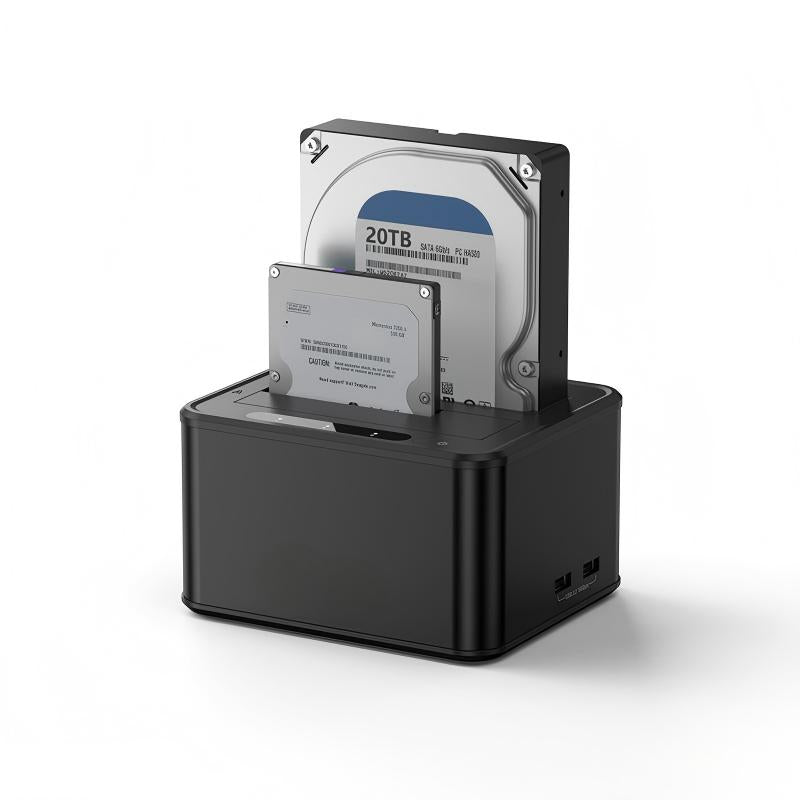 External Hard Drive Docking Station, Hard Drive Dock for 2.5 and 3.5 inch SATA HDD SSD, HDD Docking Station with Dual Bay, USB 3.0 Hard Drive Reader-HD07S