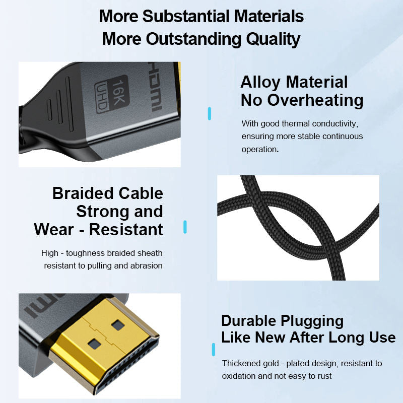 16K@60Hz HDMI 2.2 Cable ,96Gbps Ultra High Speed HDMI Cord, 16K@60Hz 8K@120Hz 4K@480Hz, eARC, Dynamic HDR, DTS:X, HDCP 2.2&2.3 for Roku TV, PS5, Blu-ray Player, Projector