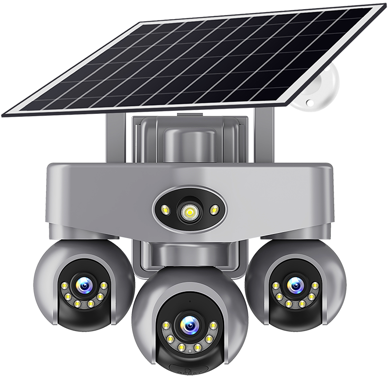 AOV 6MP 3 Lens PTZ AI Solar Powered CCTV Camera - 360° Outdoor WiFi Security Camera with 2-Way Audio, Motion Detection, and Solar Panel for Continuous Surveillance