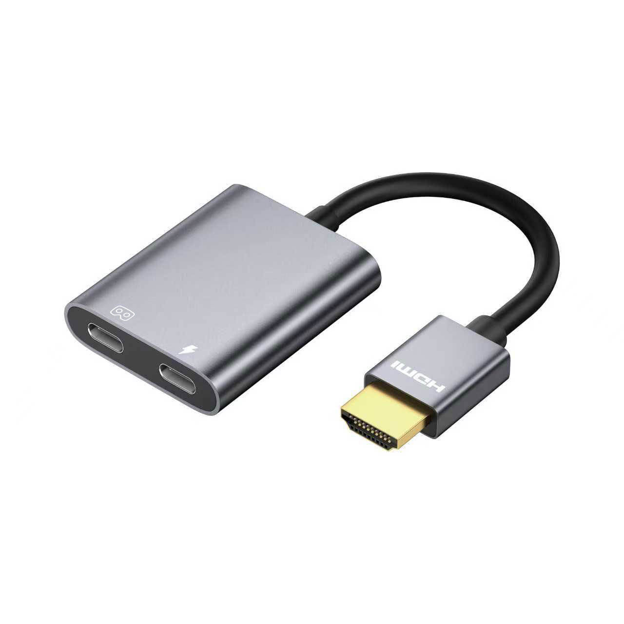 HDMI to USB C Adapter, 4K 60Hz PD 100W AR Glasses Adapter with Power Supply Port, Smart Glasses Laptop Phone Plug and Play