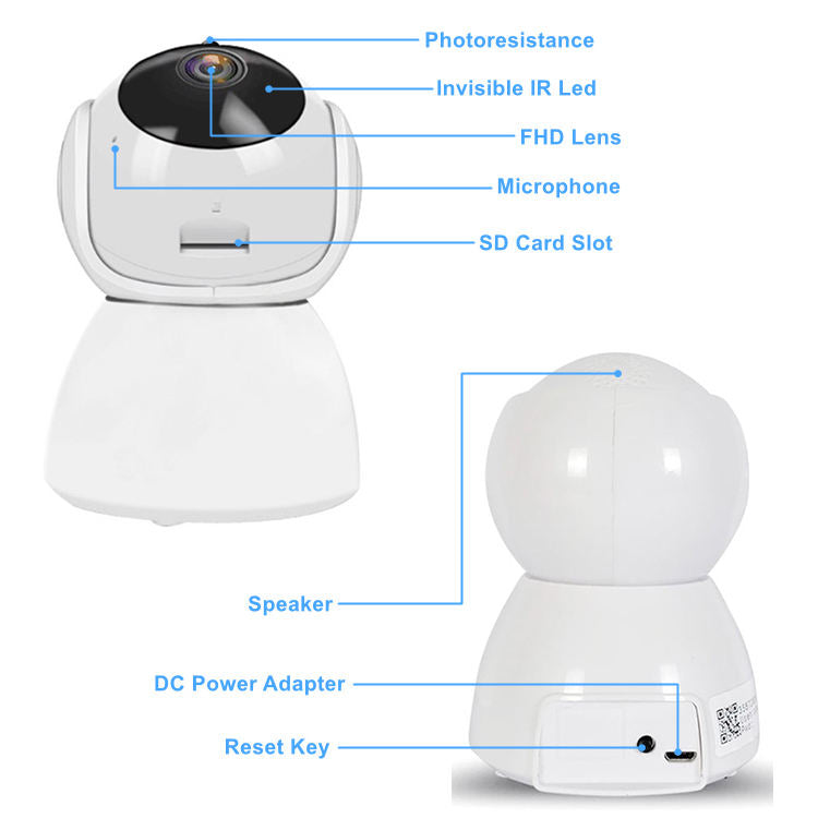V380 Pro 3MP Wireless WiFi Baby Monitor IP Camera, Two-Way Audio Night Vision Human Motion Detection Wireless Home Surveillance Camera--P0095-1-V1-S1(ES-WI320VS)