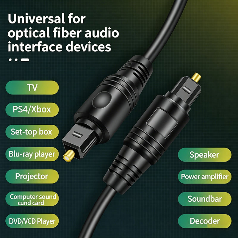 TOSLINK Optical Audio Cable, S/PDIF Fiber Optic Cord Toslink Cable Male to Male Digital Optical Cable 5.1 Surround Sound, for Soundbar TV, Home Cinema Xbox One/PS4-AV81-A