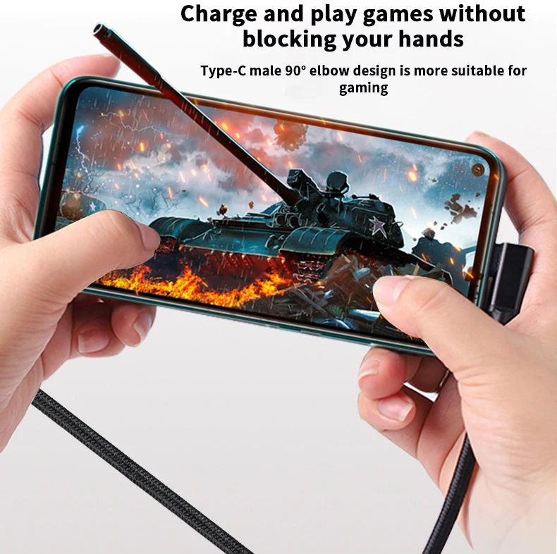 90 Degree Right Angled USB-C to USB-C VR Cable, 20Gbps Data Transfer,PD100W Fast Cahrging, 4K@60Hz Video Output for smartphones, laptops, and cameras--CC0030-F-0.2-BK