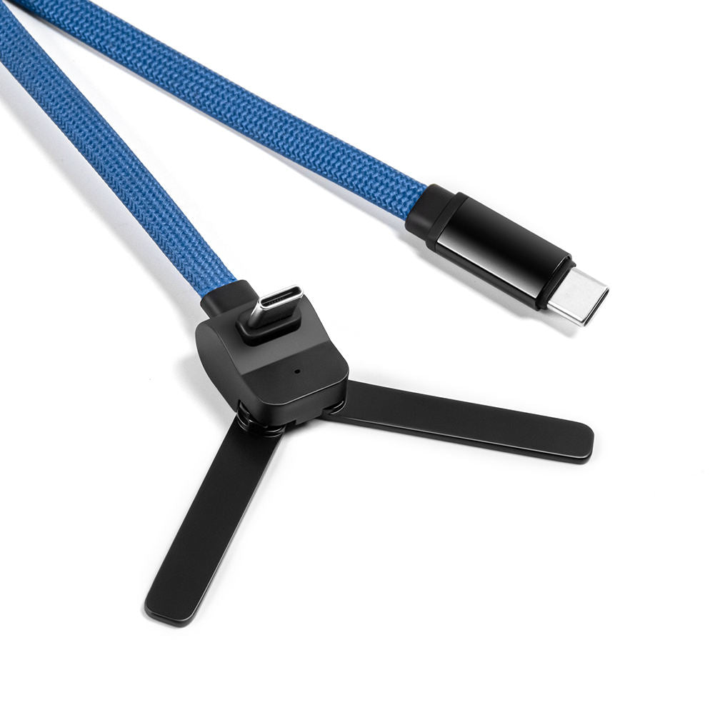2-in-1 3A 60W PD USB Phone Stand Fast Charging Data Nylon Cable Type C for Tablets and Phone