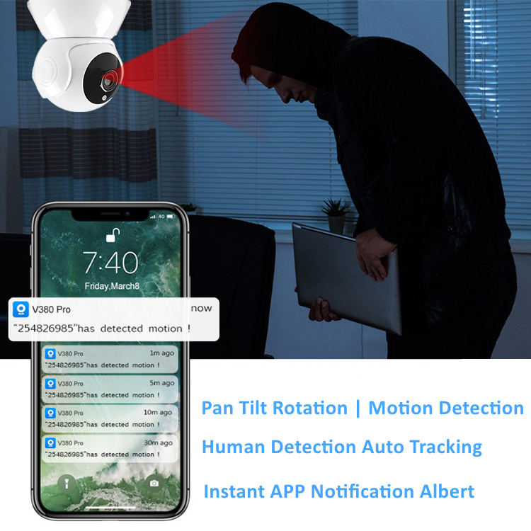 V380 Pro 3MP Wireless WiFi Baby Monitor IP Camera, Two-Way Audio Night Vision Human Motion Detection Wireless Home Surveillance Camera--P0095-1-V1-S1(ES-WI320VS)