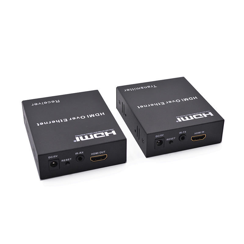 HDMI Extender Over Cat5e/6 Uncompressed Full HD 1080p 60Hz HDMI Over Ethernet Cable Up to 393.7Ft, HDMI IP Extender Support IR Remote Control and HDMI Loop Out-EX02-A-120-BK