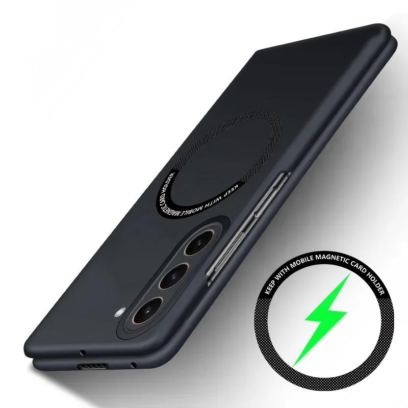 Magnetic Case for Samsung Galaxy Z Fold 8/7/6 – Slim Wireless Charging Compatible Cover with Magnetic Car Mount Support, Raised Camera Lens Protection & Shockproof Anti-Scratch Bumper, Easy Snap-On Fit