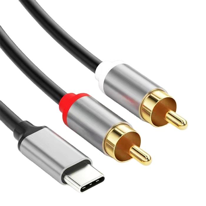 USB C to 2 Male RCA Audio Cable 16-bit/48 kHz Y Splitter Cord RCA Adapter for iPad，Phone，Laptop，Stereo Audio for Home Theater Amplifier，TV，Speaker，DVD，Car Stereo，VCR，Soundbar