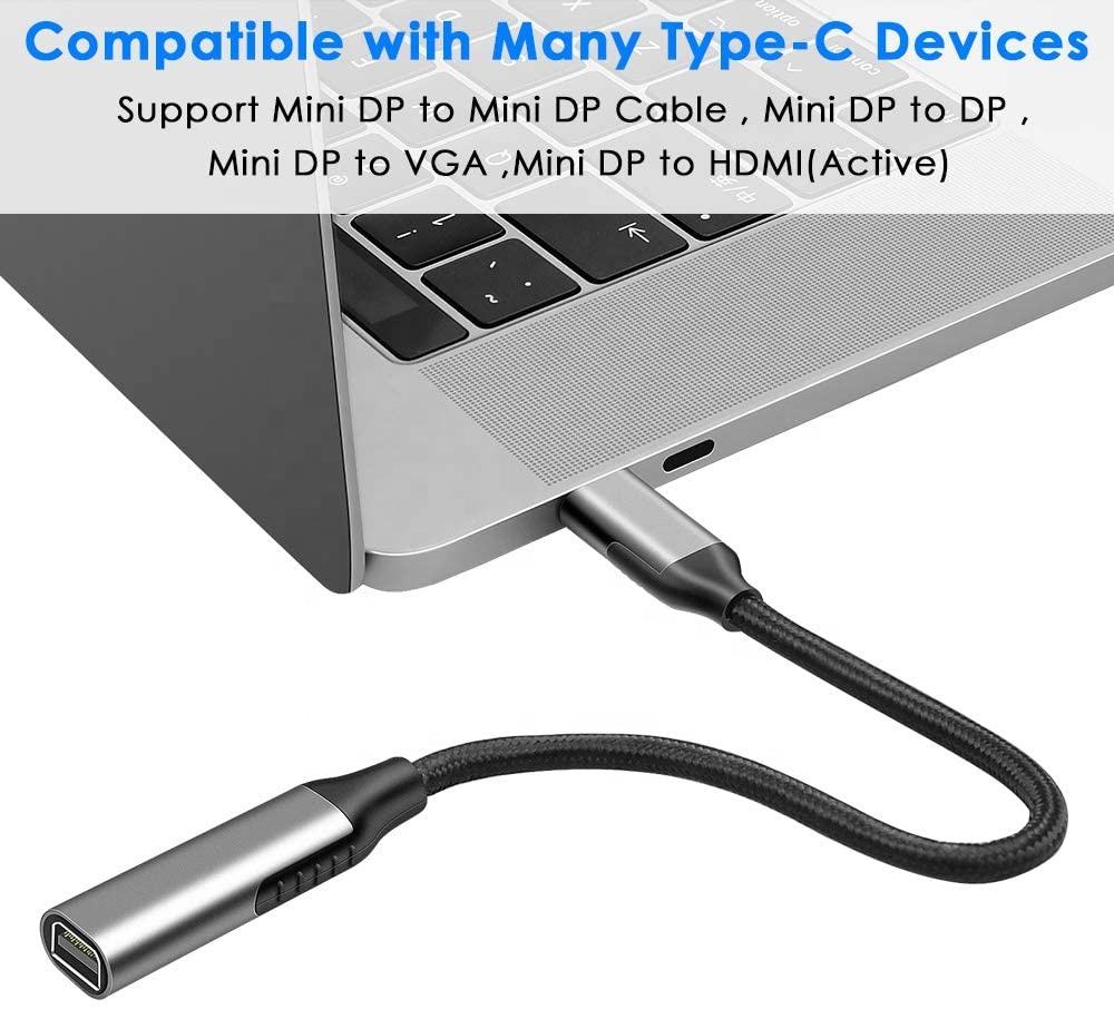 QGeeM USB C to Mini Displayport (4K@60Hz), Thunderbolt 3 to Mini DisplayPort Adapter for iPhone 15/16/17 Series, M2-M4 MacBook, MacBook Air/Pro 2018-2025-UA08-B-0.12