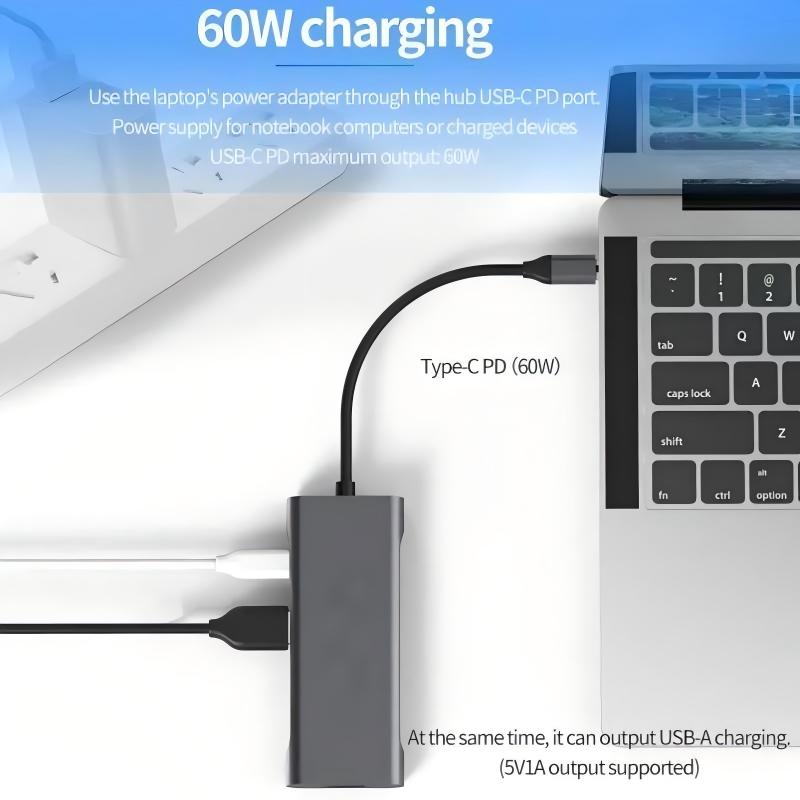 7 In 1 USB C Multifunction Docking Station Hub (USB 3.0x3+PD Port+SD Card+TF Card+HDMI 4K)with HDTV PD USB C Adapter Dock Station for Macbook Pro
