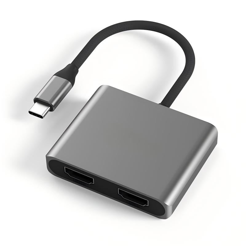 USB C to Dual HDMI Adapter 4K60Hz Dual 4K30Hz Type C Laptops | Dual extended screens for Windows; Intel Mac dual display, M-series Mac only mirror, compact portable design