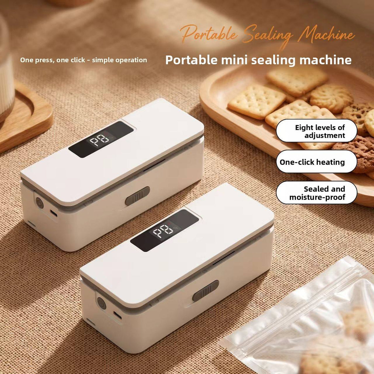 Mini Bag Sealer Magnetic Fridge, 6/8Speed Adjustmen，Selladora De Bolsas Plasticas, Portable Mini Heat Sealer with LED Display, Adjustable Bag Sealer Built-In Cutter and Magnetic Back, Rechargeable Sealer Machine，white