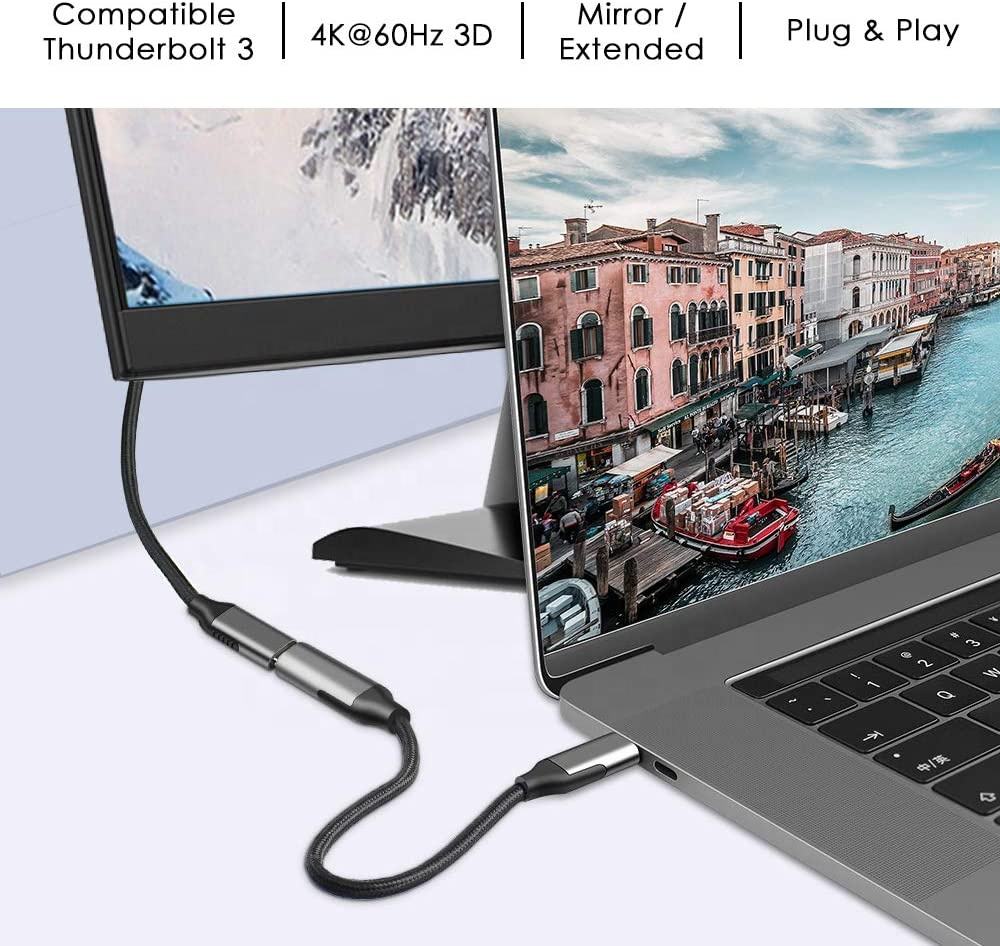 QGeeM USB C to Mini Displayport (4K@60Hz), Thunderbolt 3 to Mini DisplayPort Adapter for iPhone 15/16/17 Series, M2-M4 MacBook, MacBook Air/Pro 2018-2025-UA08-B-0.12