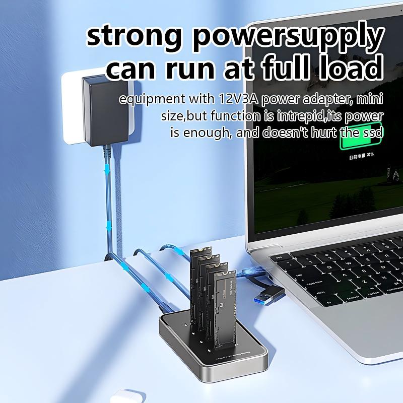4-Bay M.2 NVME SATA SSD Enclosure Tool-Free, Up to 32TB, USB 3.2 Gen 2 10Gbps External Hard Drive Docking Station  for M.2 NVMe PCIe (M Key, B+M Key) and SATA NGFF (B+M Key)--ST32-A-0-BK-V1-S1(DB2804SNA)