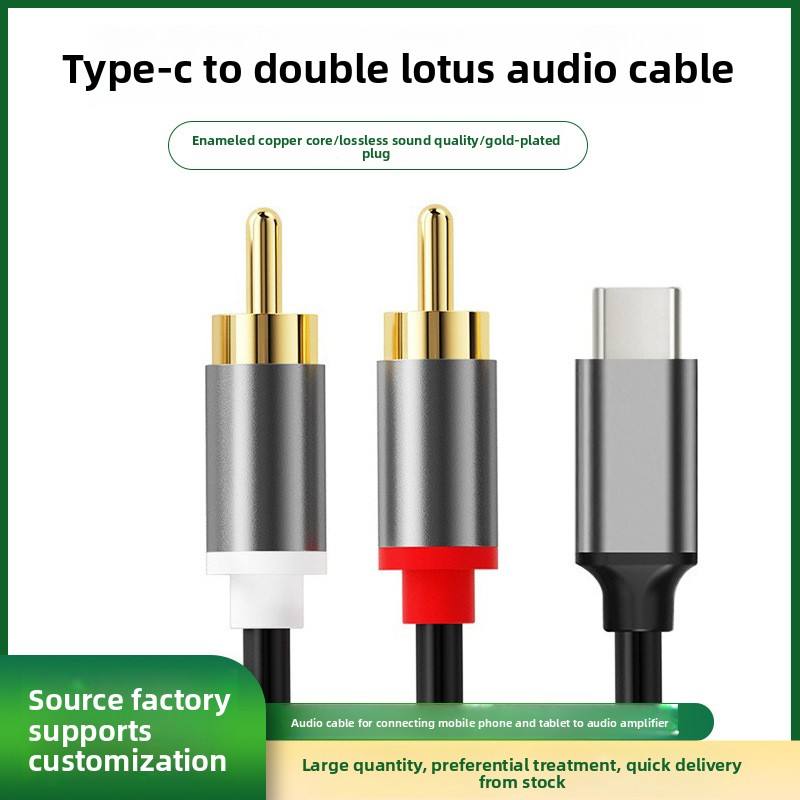USB C to 2 Male RCA Audio Cable 16-bit/48 kHz Y Splitter Cord RCA Adapter for iPad，Phone，Laptop，Stereo Audio for Home Theater Amplifier，TV，Speaker，DVD，Car Stereo，VCR，Soundbar