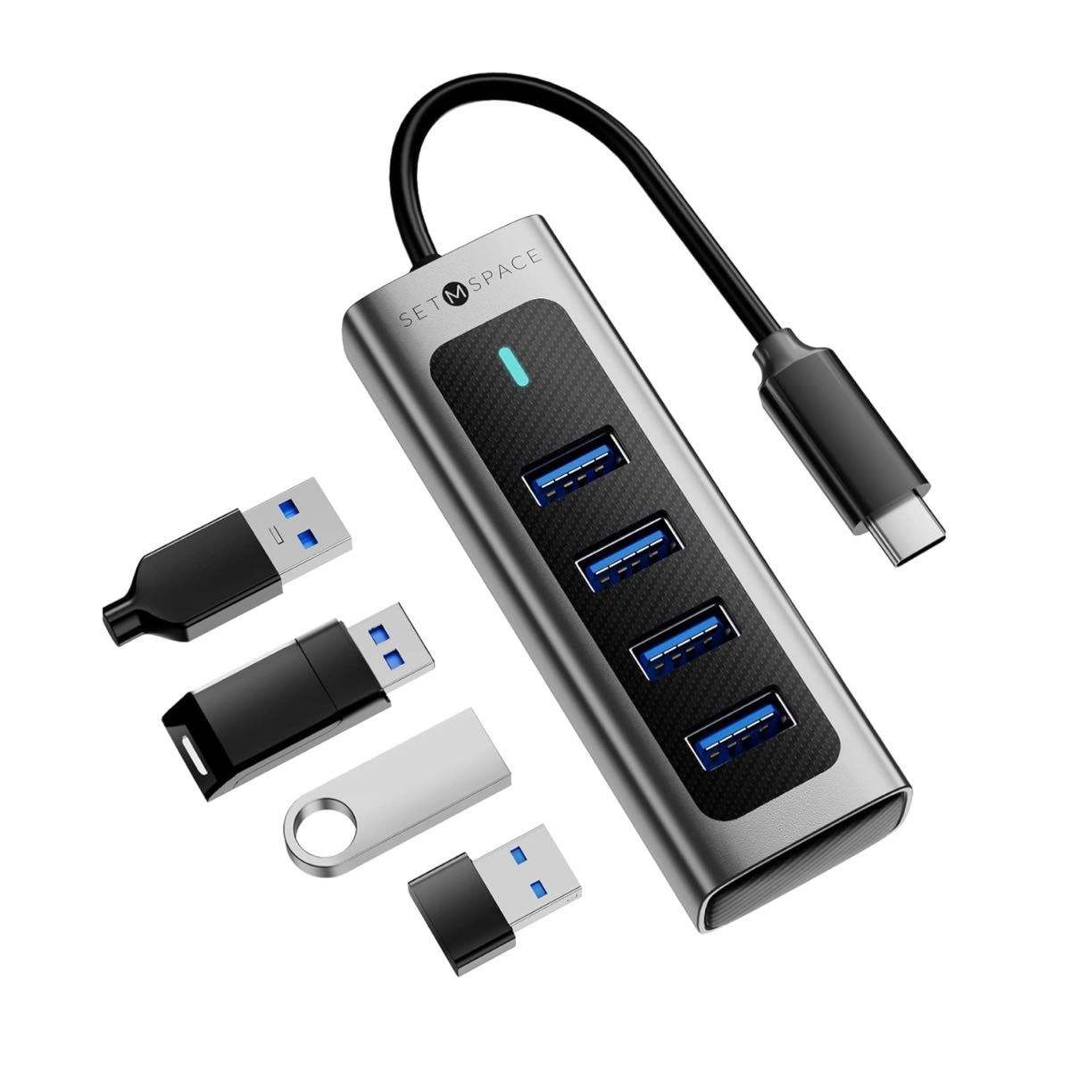 QGEEM USB-C3.1 HUB With 4xUSB-A 3.0 5Gbps High Speed Data Transfer 1xUSB-C DC 5V Power Port for Printer Keyboard PS5
