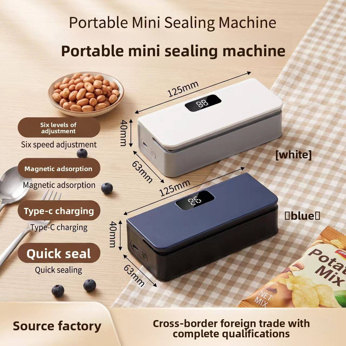 Mini Bag Sealer Magnetic Fridge, 6/8Speed Adjustmen，Selladora De Bolsas Plasticas, Portable Mini Heat Sealer with LED Display, Adjustable Bag Sealer Built-In Cutter and Magnetic Back, Rechargeable Sealer Machine，white
