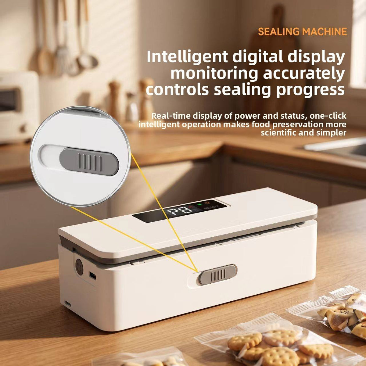 Mini Bag Sealer Magnetic Fridge, 6/8Speed Adjustmen，Selladora De Bolsas Plasticas, Portable Mini Heat Sealer with LED Display, Adjustable Bag Sealer Built-In Cutter and Magnetic Back, Rechargeable Sealer Machine，white