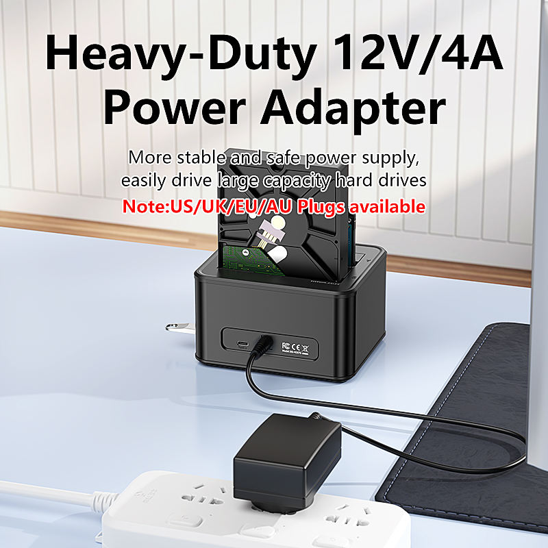 External Hard Drive Docking Station, Hard Drive Dock for 2.5 and 3.5 inch SATA HDD SSD, HDD Docking Station with Dual Bay, USB 3.0 Hard Drive Reader-HD07S