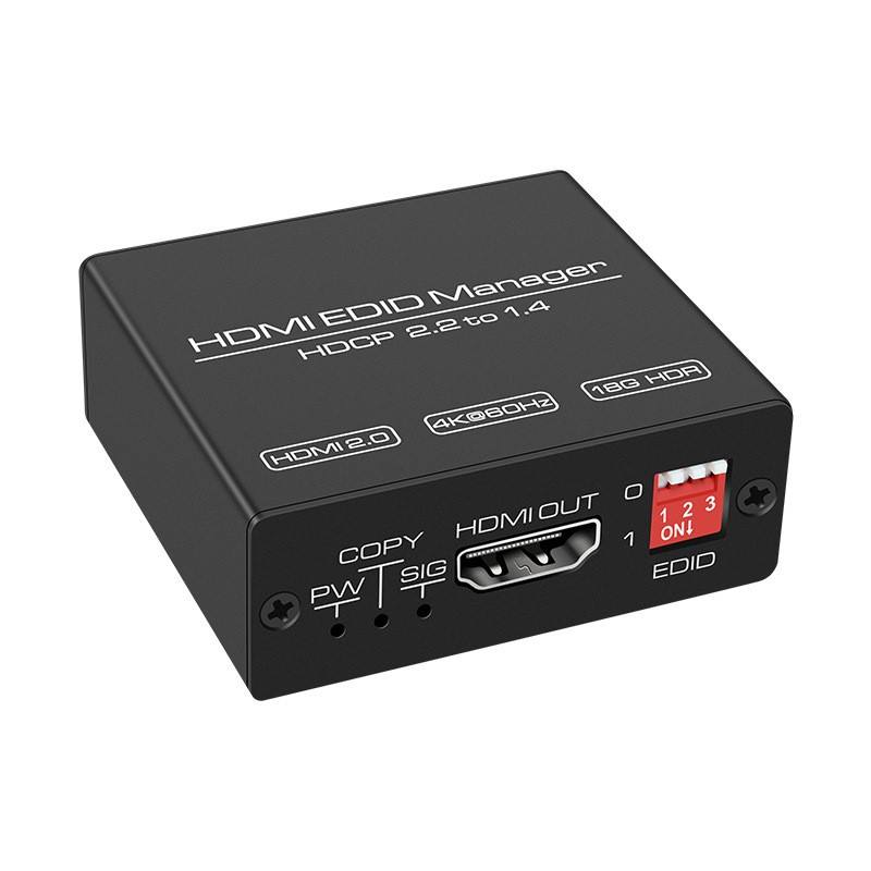 4K 60Hz HDMI 2.0 EDID Manager Emulator Copier ,8 Preset EDID Modes, 18Gbps HDR HDCP 2.2 to 1.4 Compatibility Fix for Laptop TV Projector-EX58-A-0-BK-V1-S1