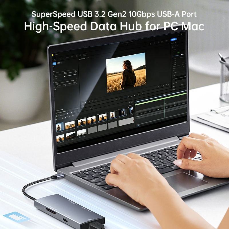 5-N-1 USB C Port High-Speed Data Hub USB 3.2 Gen2 10Gbps CFexpress Type a SD 4.0 MicroSD 4.0 Card Reader Compatible with Windows/Mac/Linux/Android