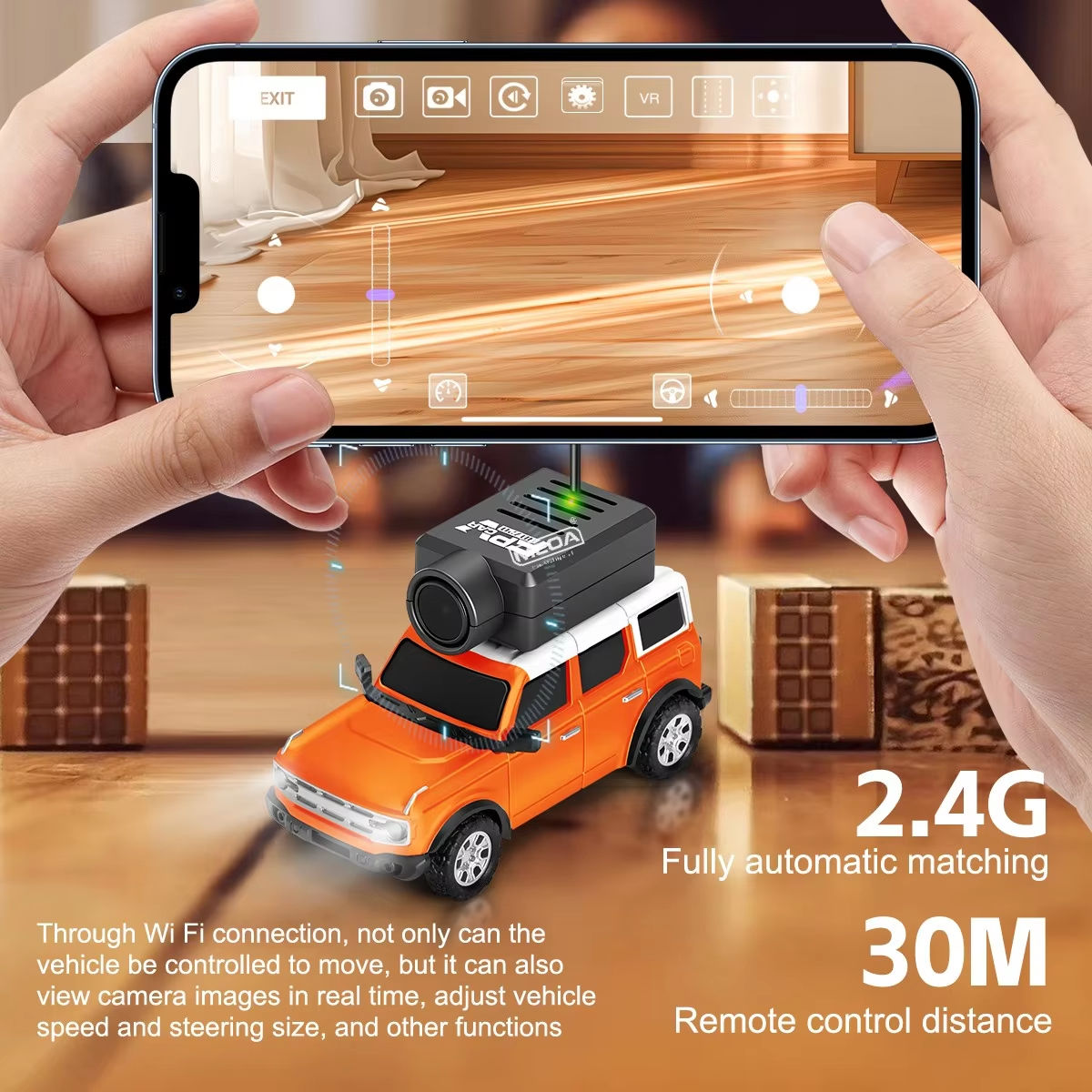 Mini Rc Car with Camera 1:64 Scale Remote Control With FPV,Rechargeable Wireless Toy, APP Operable 6405 6406