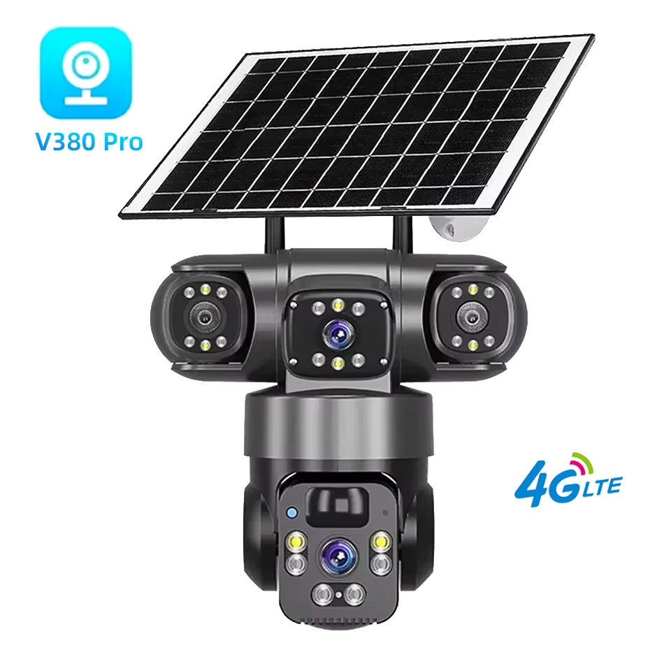 6MP Zoom Three Lens Dual Screen Solar Camera Outdoor 2K 4G WiFi PTZ 2-Way Talk Human Auto Tracking Security Camera V380Pro(Gray)--P0096-1-V1-S1