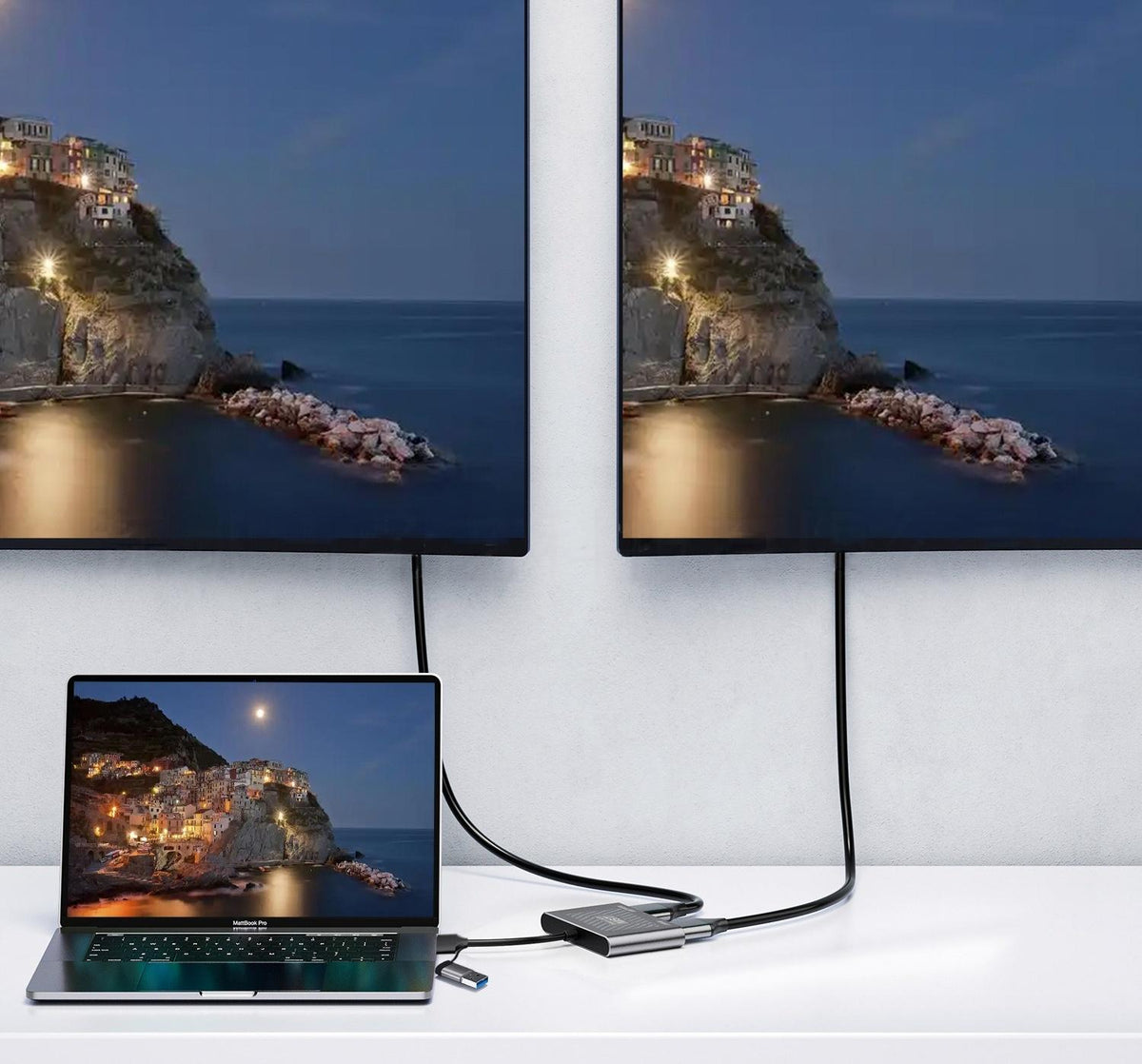 2 in 1 USB-A/C to Dual HDMI Adapter,1*4K@30Hz,1*1080P@60Hz HDMI Splitter Extended Display with Driver Support Mac OS/Windows HDMI Splitter for Dual Monitors MST Dual HDMI Adapter for 2 Monitors for MacBook/Dell/HP-UH02AC-1(UH02A-1))