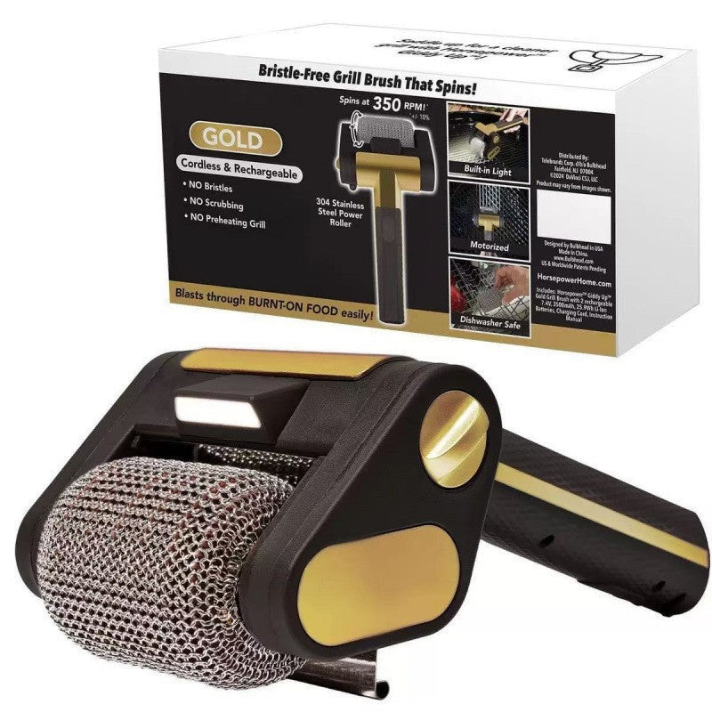 Rechargeable LED Light Roller Grill Brush 304 Food Grade Stainless Steel No Bristles BBQ Accessories