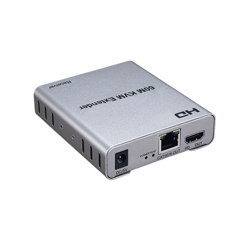 196FT（60m) HDMI KVM USB Extender with Loop Out and IR Control, HDMI KVM Extender Kit Balun 1080P 60Hz Over Cat5e/6 Ethernet Cable for USB Keyboard Mouse (TX and RX)-EX05-A-60-SY
