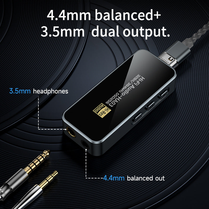 Portable HiFi DAC Headphone Amplifier, USB C DAC Amp Dongle 3.5mm & 4.4mm Balanced Outputs, HiFi 32Bit/384kHz DSD256 Dual CS43131 Audio Decoder Audio Adapter for Phones/PC/Laptops/Tablets-HA03