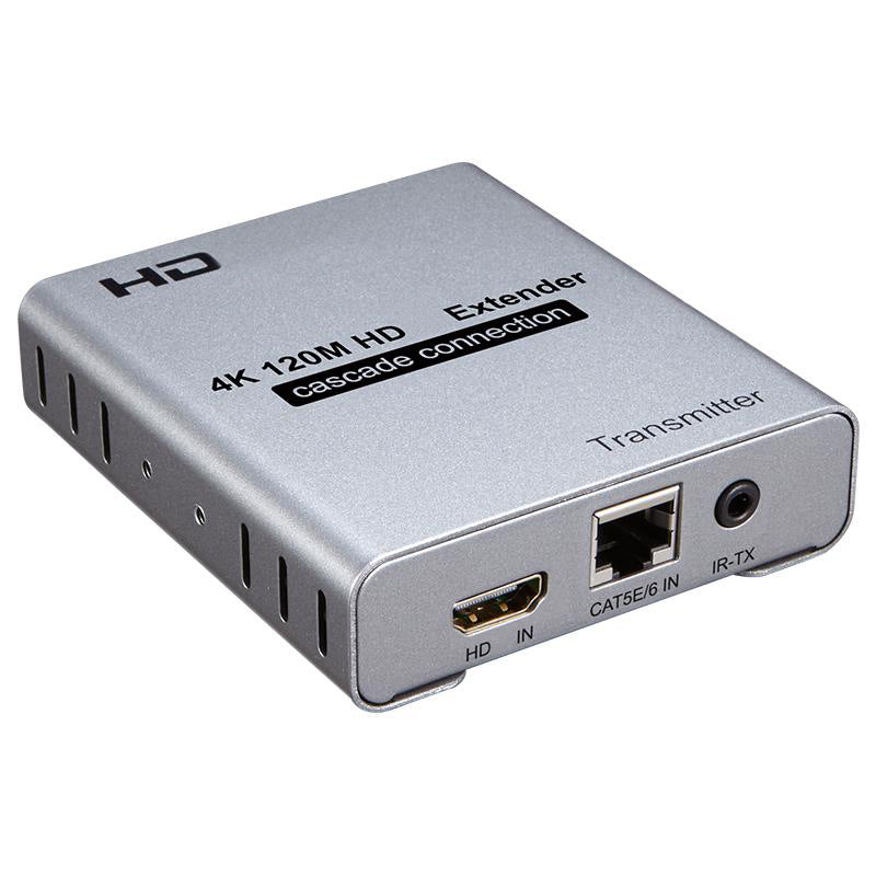 HD Extender Over Cat5e/6 RJ45 Ethernet Cable, Up to 120M 4K@30HZ HD Splitter Extension Video Audio Transmitter Support Laptop DVD TV Accessory-EX06-A-120-SY-V1-S1