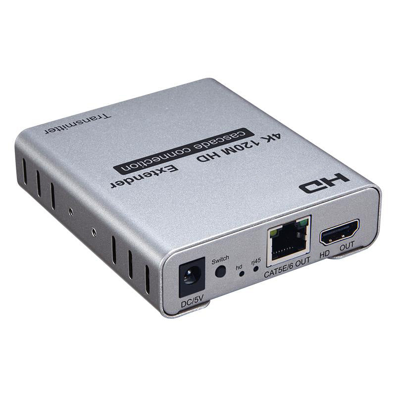 HD Extender Over Cat5e/6 RJ45 Ethernet Cable, Up to 120M 4K@30HZ HD Splitter Extension Video Audio Transmitter Support Laptop DVD TV Accessory-EX06-A-120-SY-V1-S1