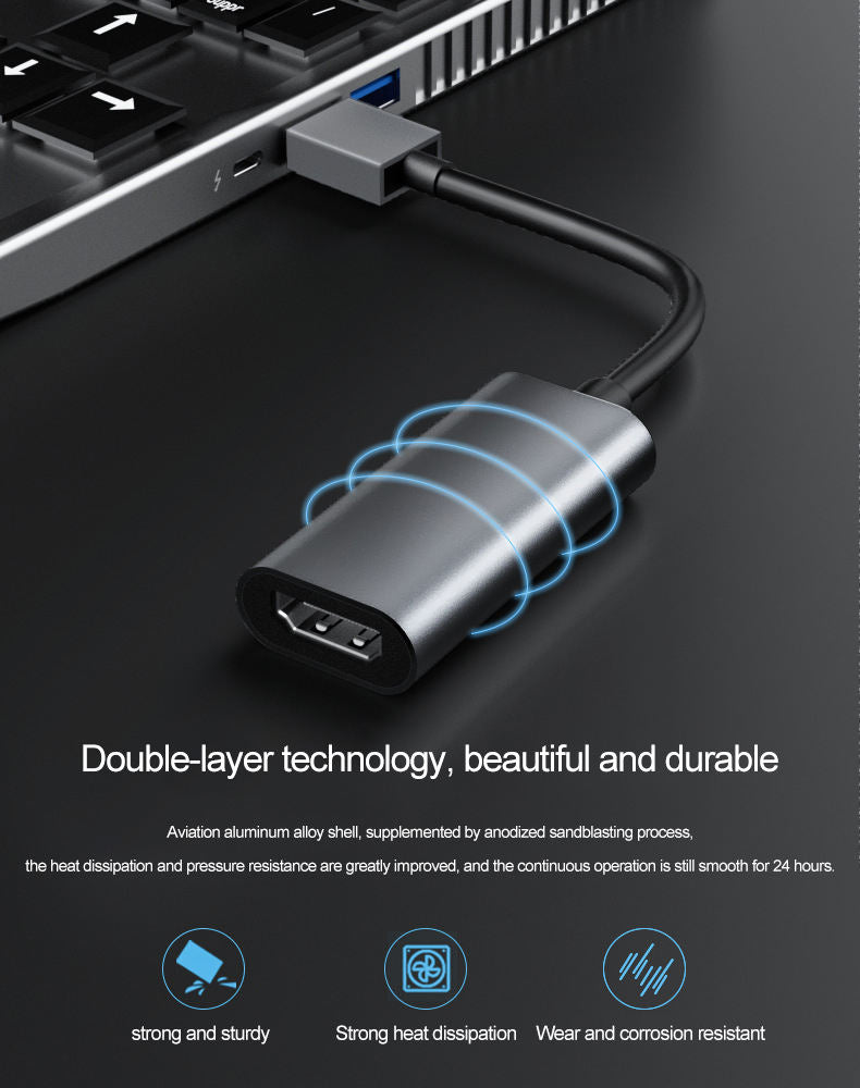 USB to HDMI Adapter, 1080P@60Hz USB 2.0 Male to HDMI Female Multi-Display Cable Converter Suitable for Macos Windows 7/8/10/11 - Driver Installation is Required-UA27-A-0.15