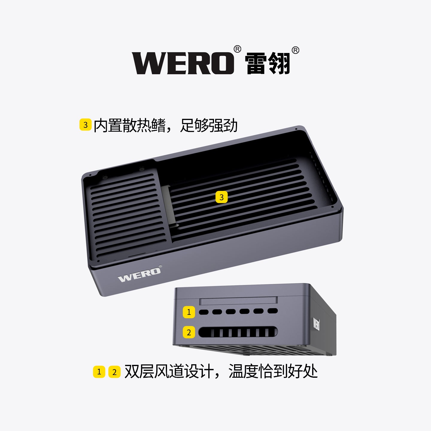 WERO Thunderbolt 5 hard drive box U2U3 enterprise grade 80Gbps solid-state dit hard drive box（1XU2-V80）